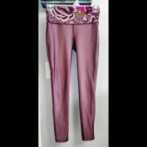 Maaji maroon floral metallic leggings x-small